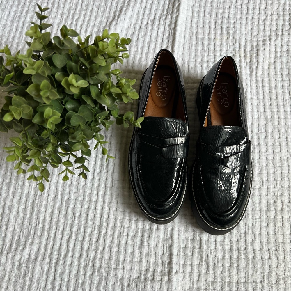 Franco Sarto Glossy Black Loafers